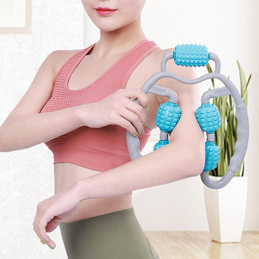 Wukusy 0265 Muscle Massage Roller with 5 wheels for leg muscle relief, fitness, and relaxation at home.