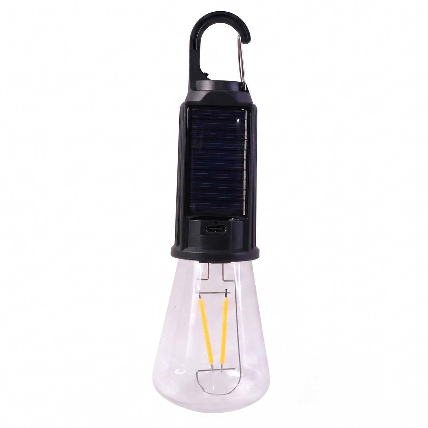 Wukusy solar rechargeable camping lamp with warm LED light, hook for portability, suitable for outdoor camping and emergencies