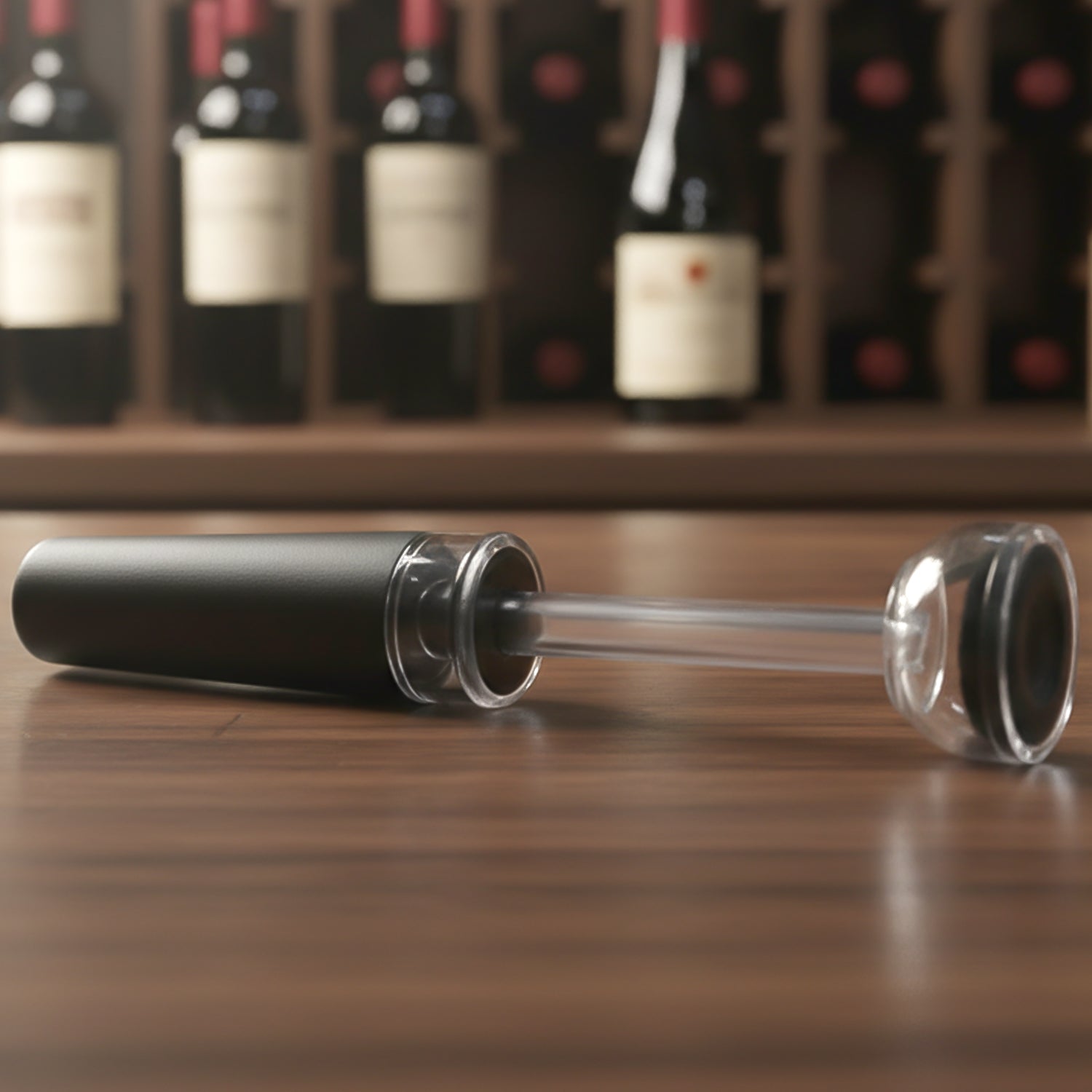 Wukusy premium wine pourer and vacuum bottle stopper set, two pieces, with sleek stainless steel design and pour spout.