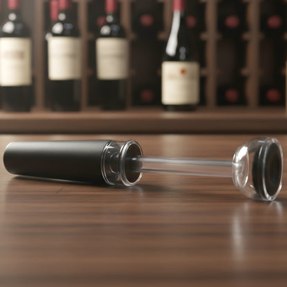 Wukusy premium wine pourer and vacuum bottle stopper set, two pieces, with sleek stainless steel design and pour spout.