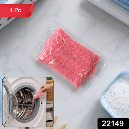 Wukusy washing fragrance powder cleaner and descaler for all machines, shown in a clear container ready for deep cleaning use