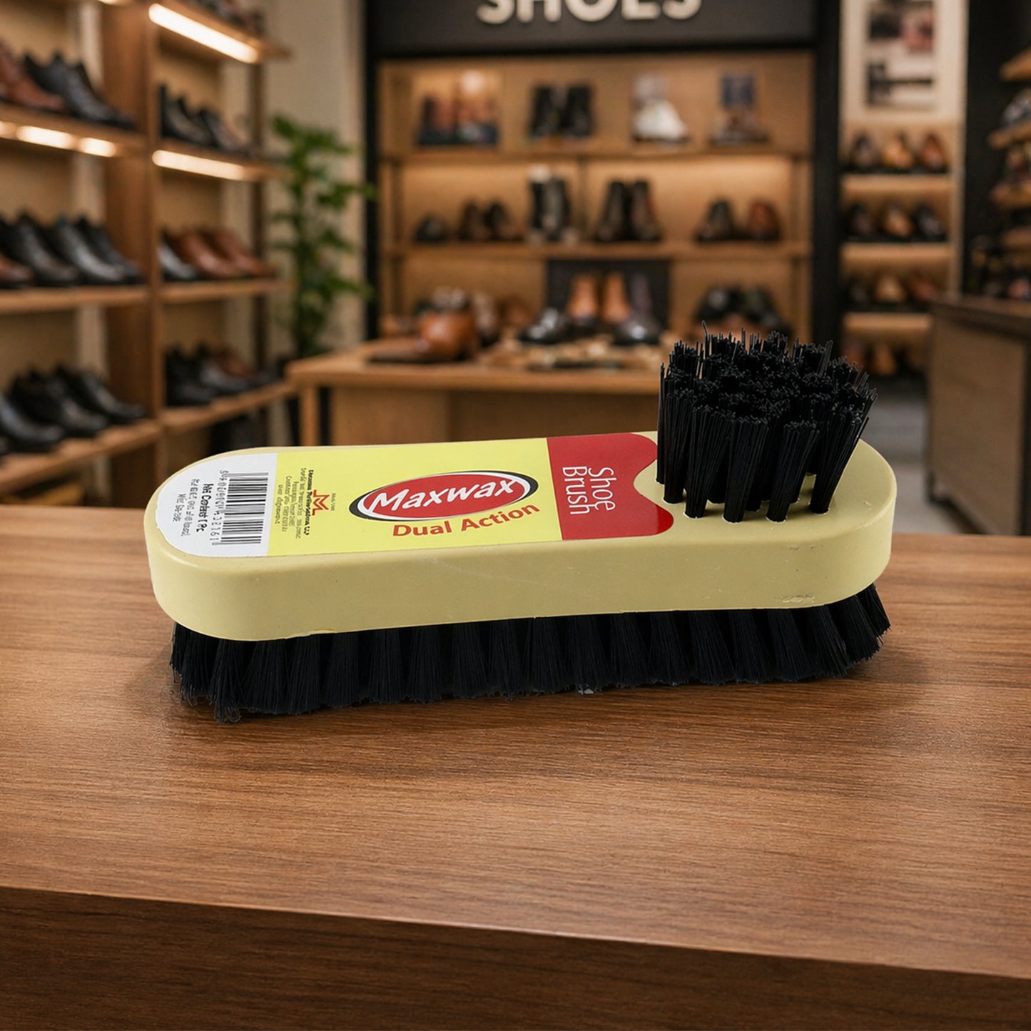 Wukusy Maxwax dual action shoe cleaning brush with two sides for effective shoe care and cleaning.