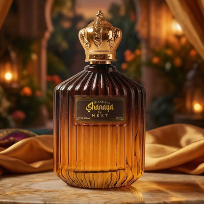 Wukusy Next Shanaya Oud perfume spray 100ml with elegant bottle, showcasing luxurious long-lasting fragrance.