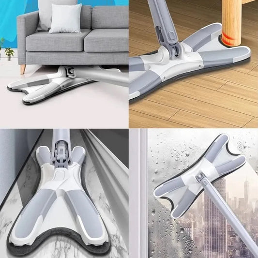 Wukusy 7818 adjustable long handle flat hand mop with 360-degree rotation, ideal for wood, tile, and floor cleaning.