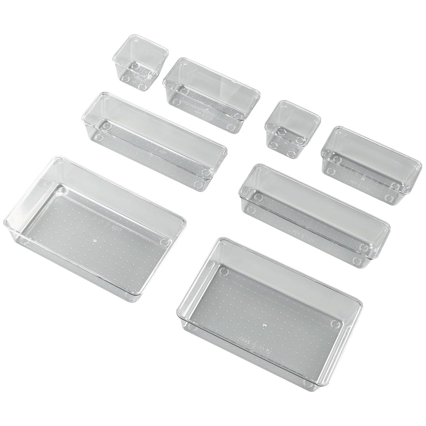 Wukusy 8-in-1 drawer organizer storage tray set with multiple compartments for kitchen or office organization.
