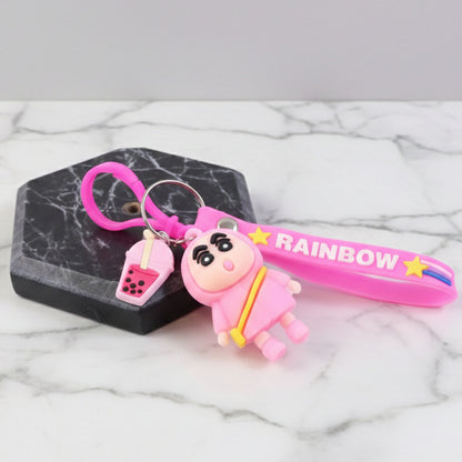 Colorful cartoon character rainbow strap keychain by Wukusy featuring a cute character design and vibrant rainbow colors.