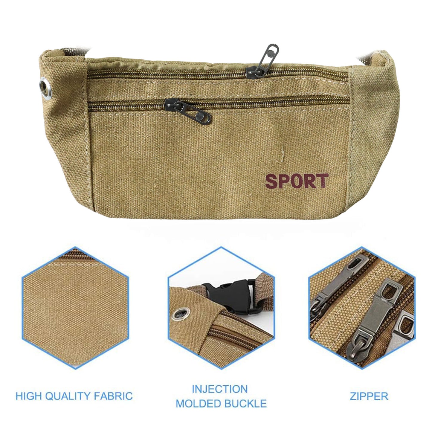 Wukusy multipurpose canvas waist pouch sling bag with adjustable strap for outdoor, travel, or daily use.