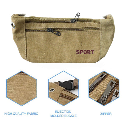 Wukusy multipurpose canvas waist pouch sling bag with adjustable strap for outdoor, travel, or daily use.