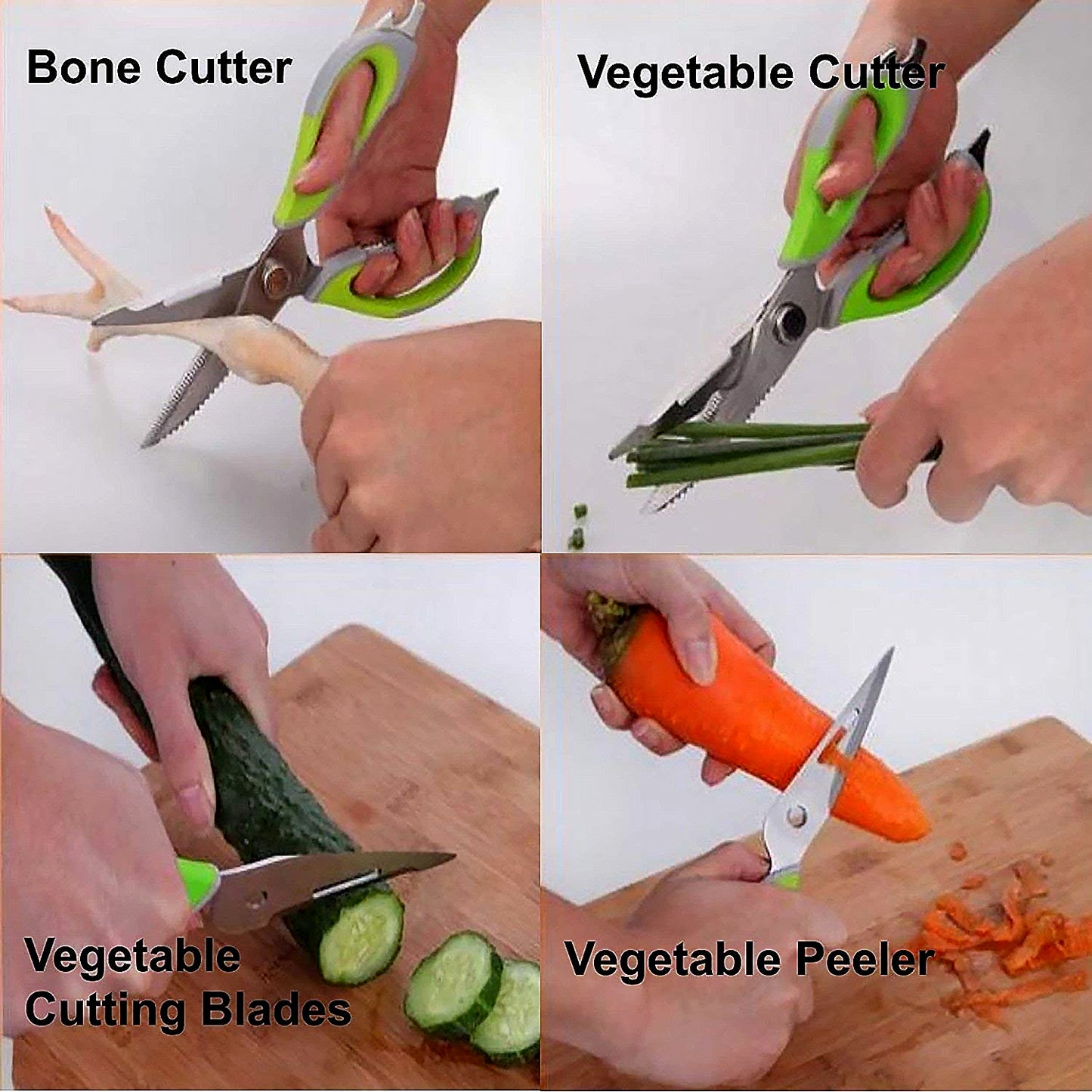 Wukusy 8193 multi-purpose kitchen shears with magnetic holder, stainless steel, red handle, heavy-duty kitchen scissors for versatile use