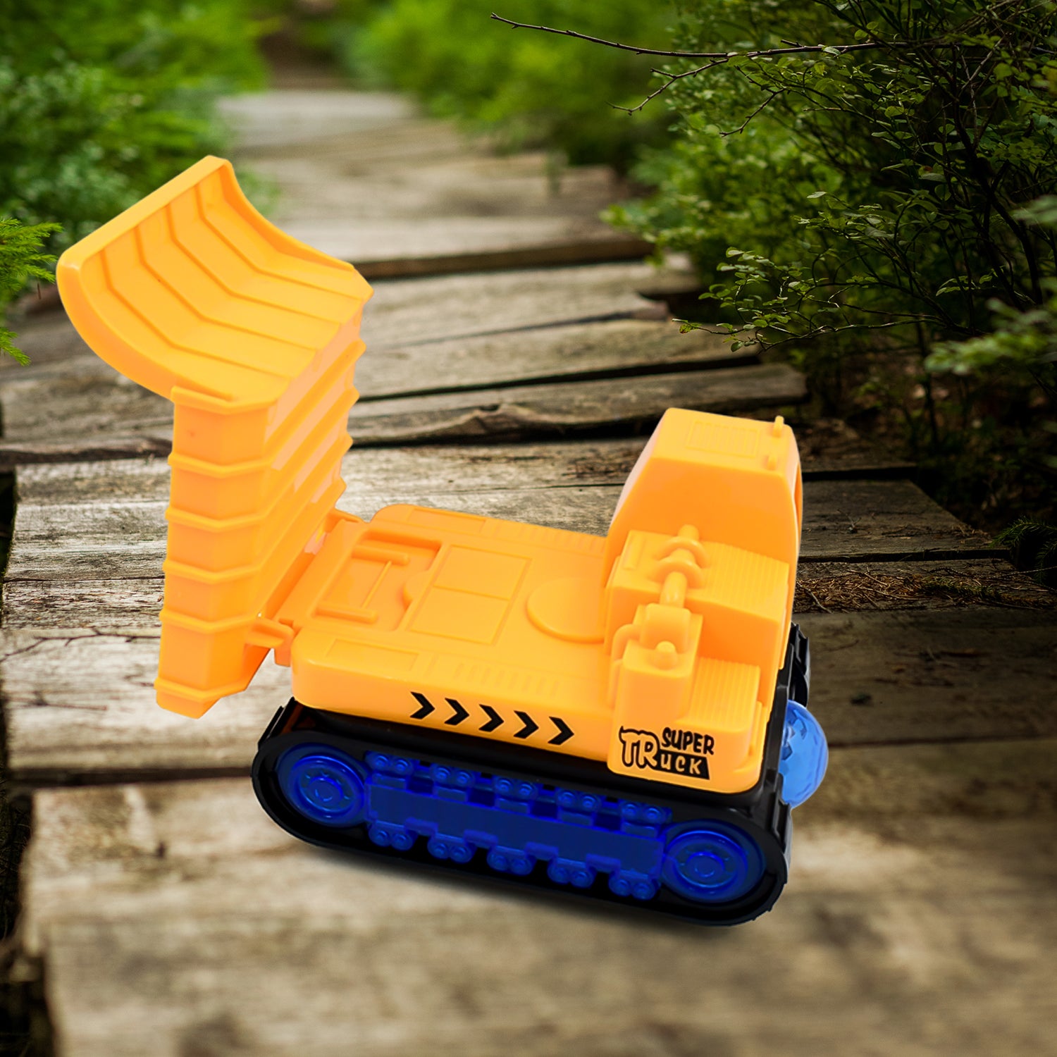 Wukusy self-driving engineering dump truck toy for kids, electric construction vehicle with realistic details and large wheels.