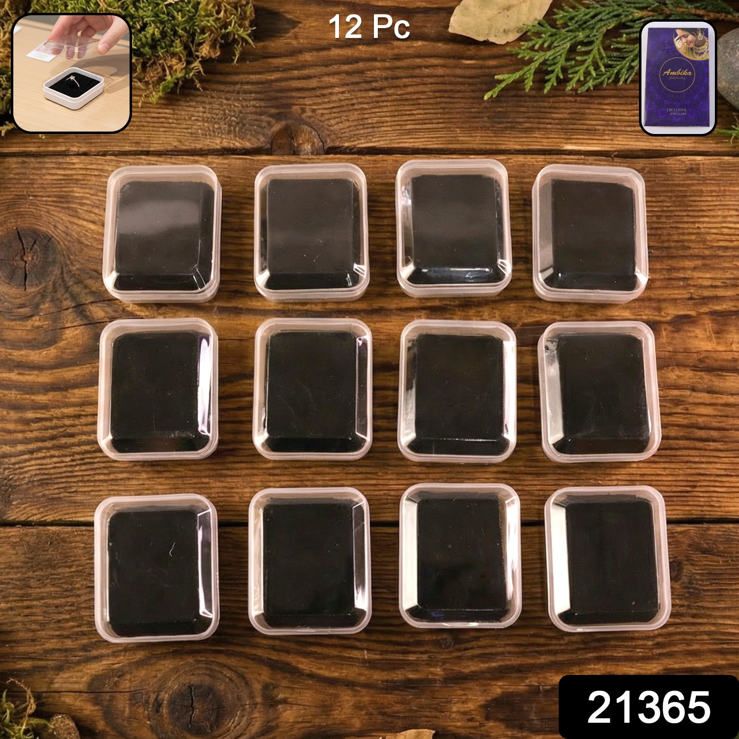 Mini jewelry storage box by Wukusy with 12 small compartments for rings, earrings, and jewelry accessories.