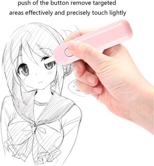 Wukusy electric eraser kit with automatic battery-operated pencil eraser and 10 refills, ideal for drawing, sketching, and drafting.
