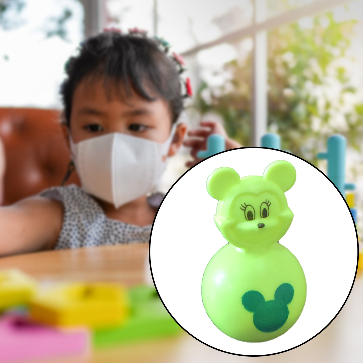 Set of 30 plastic Mickey Mouse balancing toys by Wukusy, featuring colorful, lightweight figures for kids' play and fun.