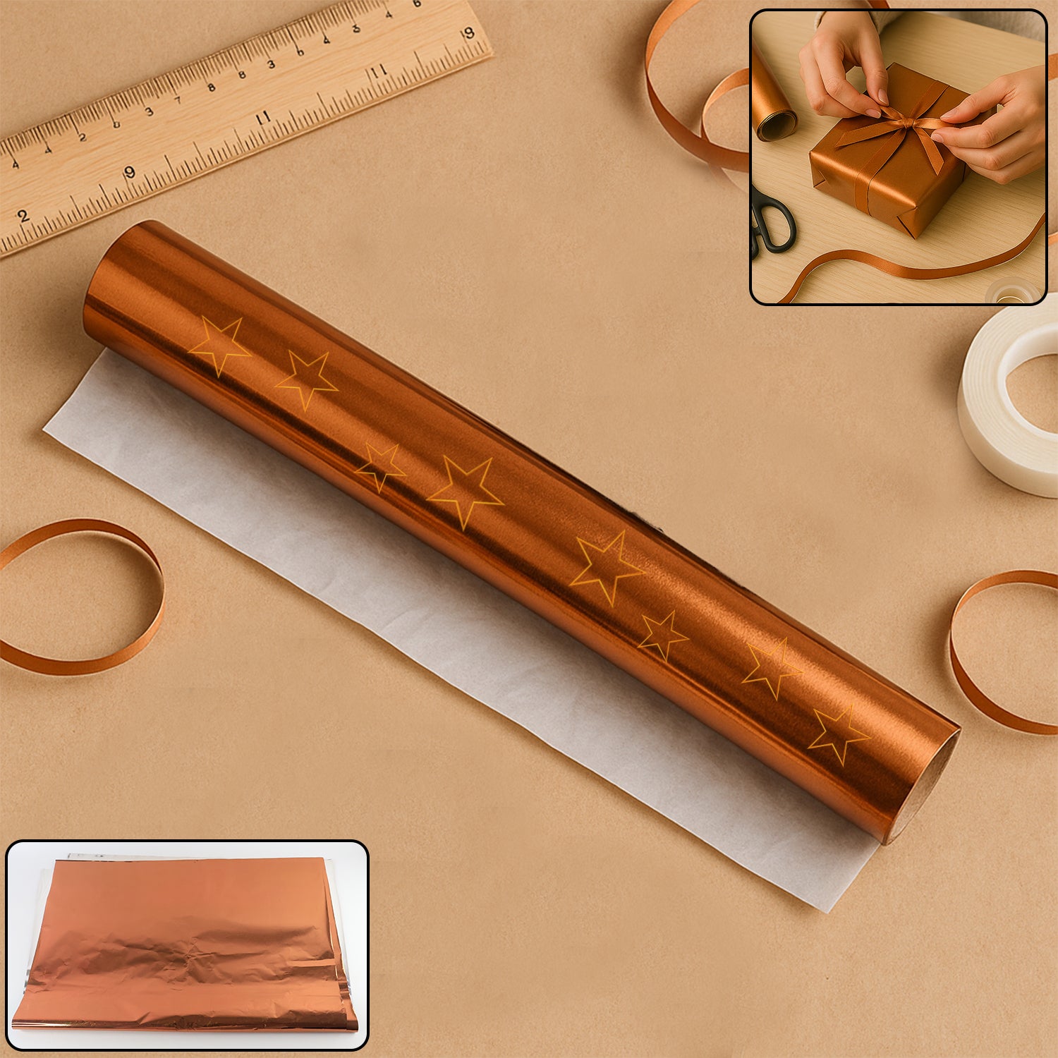 Metallic gift wrapping paper sheets in mixed colors, 45 sheets, 70x50 cm, by Wukusy, perfect for gift wrapping and decoration.