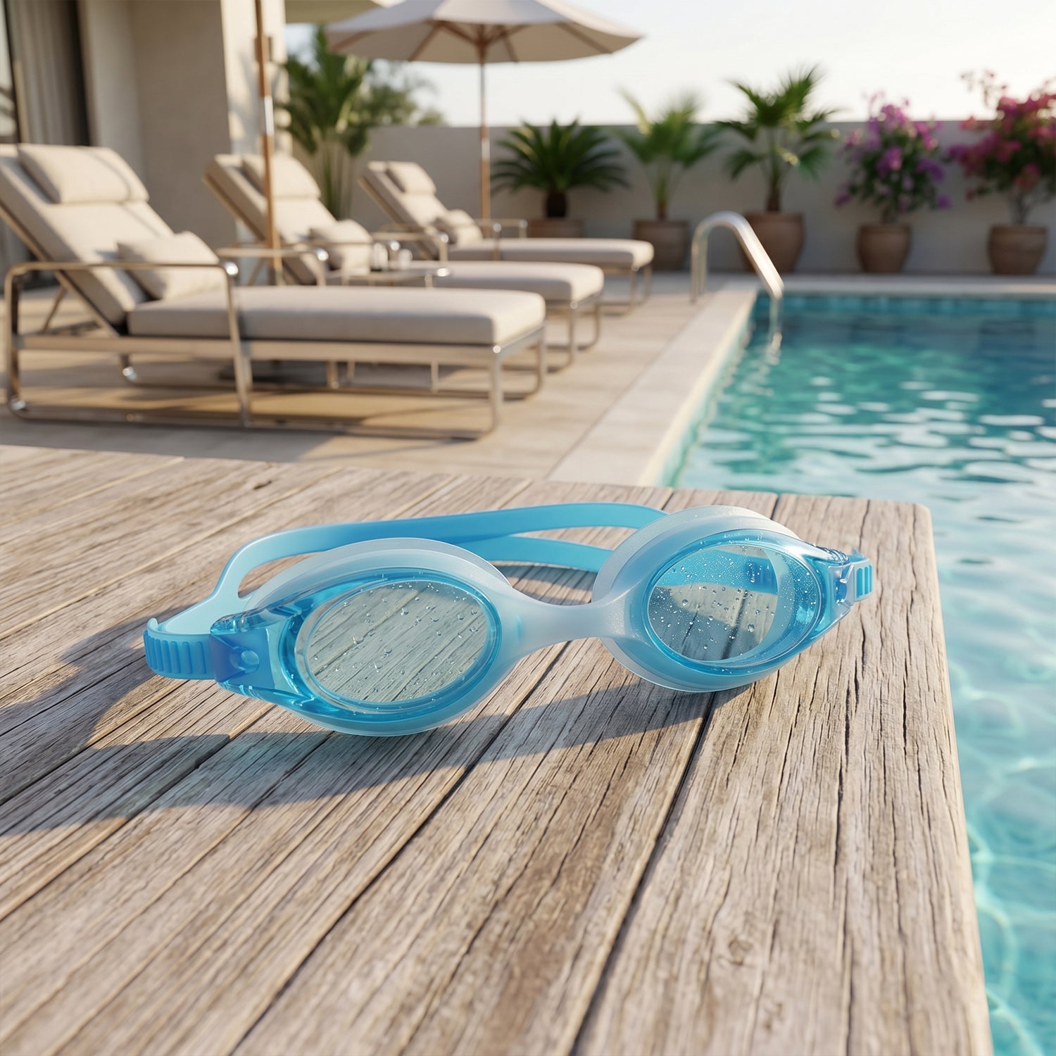 Wukusy children's swimming goggles with clear lenses, waterproof design, ideal for kids' swimming activities.