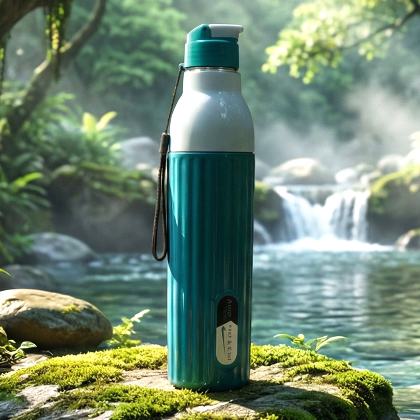 Wukusy Aqua Sports Sipper Water Bottle, 1000ml, clear plastic with blue lid and sports sipper for active hydration.