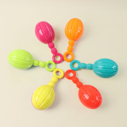 Set of six colorful baby hand rattle toys by Wukusy, designed for infants to grasp and shake for sensory play and entertainment.