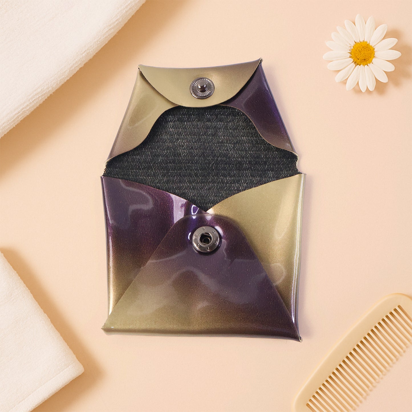 Wukusy premium foldable PU leather coin pouch with compact design, ideal for organizing coins and small essentials at home.