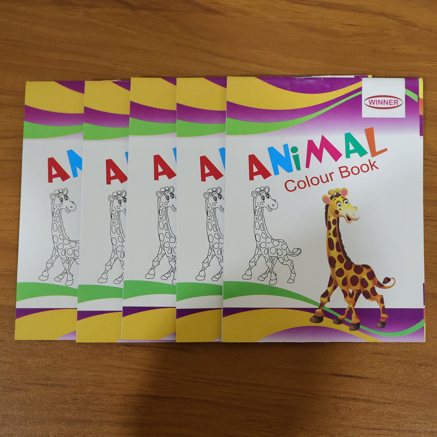 Kids Wukusy animal theme coloring book set with five mix-colored books featuring fun animal illustrations for children.