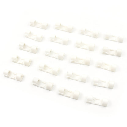 Set of 20 Wukusy plastic clips with strong adhesive tape for cable management, wire organization, and cord holding in car, office, or home.