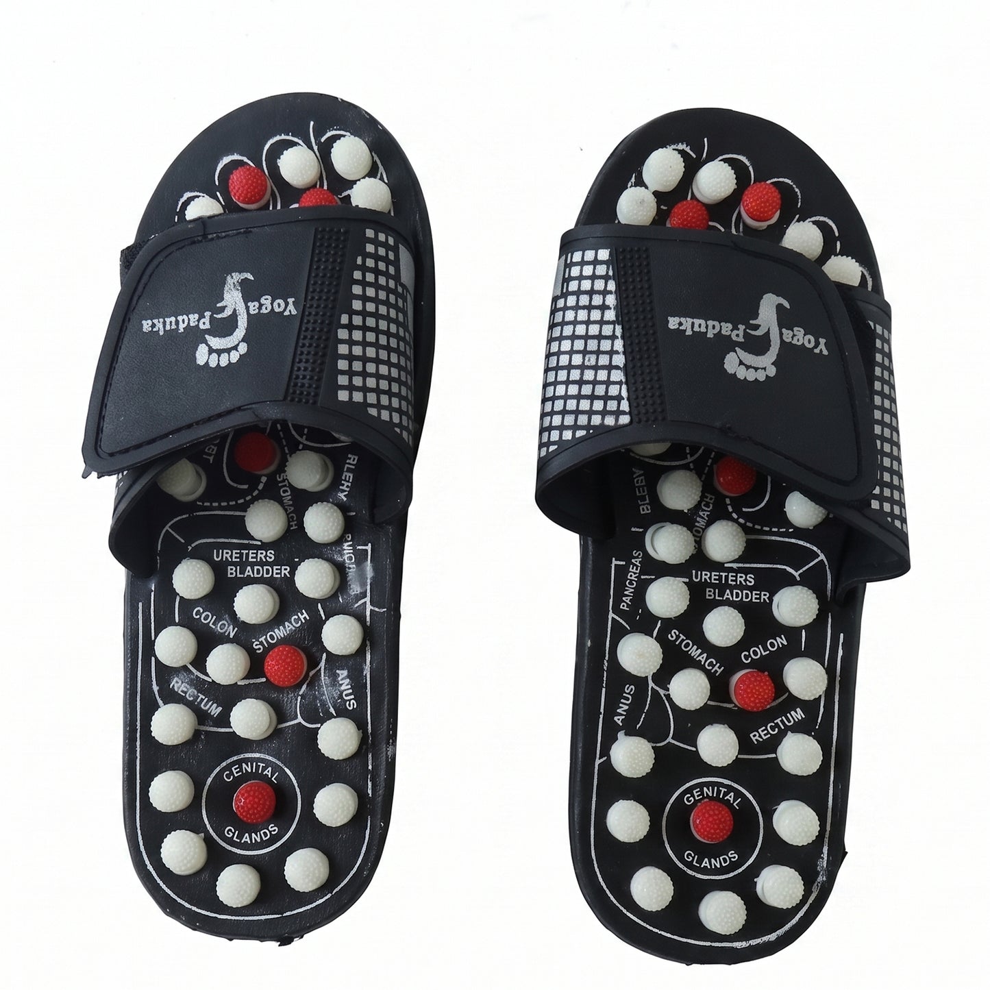 Pair of Wukusy acupressure foot massage slippers with reflexology nodules for size 8, designed for soothing foot relief and relaxation.