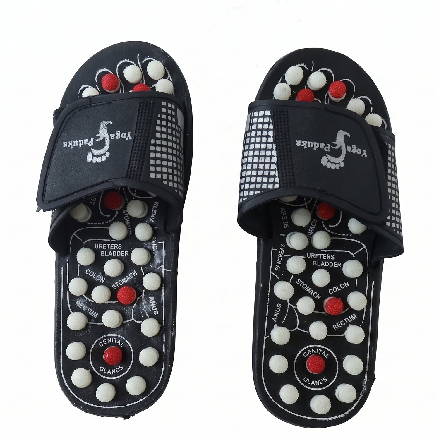 Pair of Wukusy acupressure foot massage slippers with reflexology nodules for size 8, designed for soothing foot relief and relaxation.
