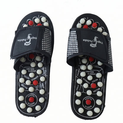 Pair of Wukusy acupressure foot massage slippers with reflexology nodules for size 8, designed for soothing foot relief and relaxation.
