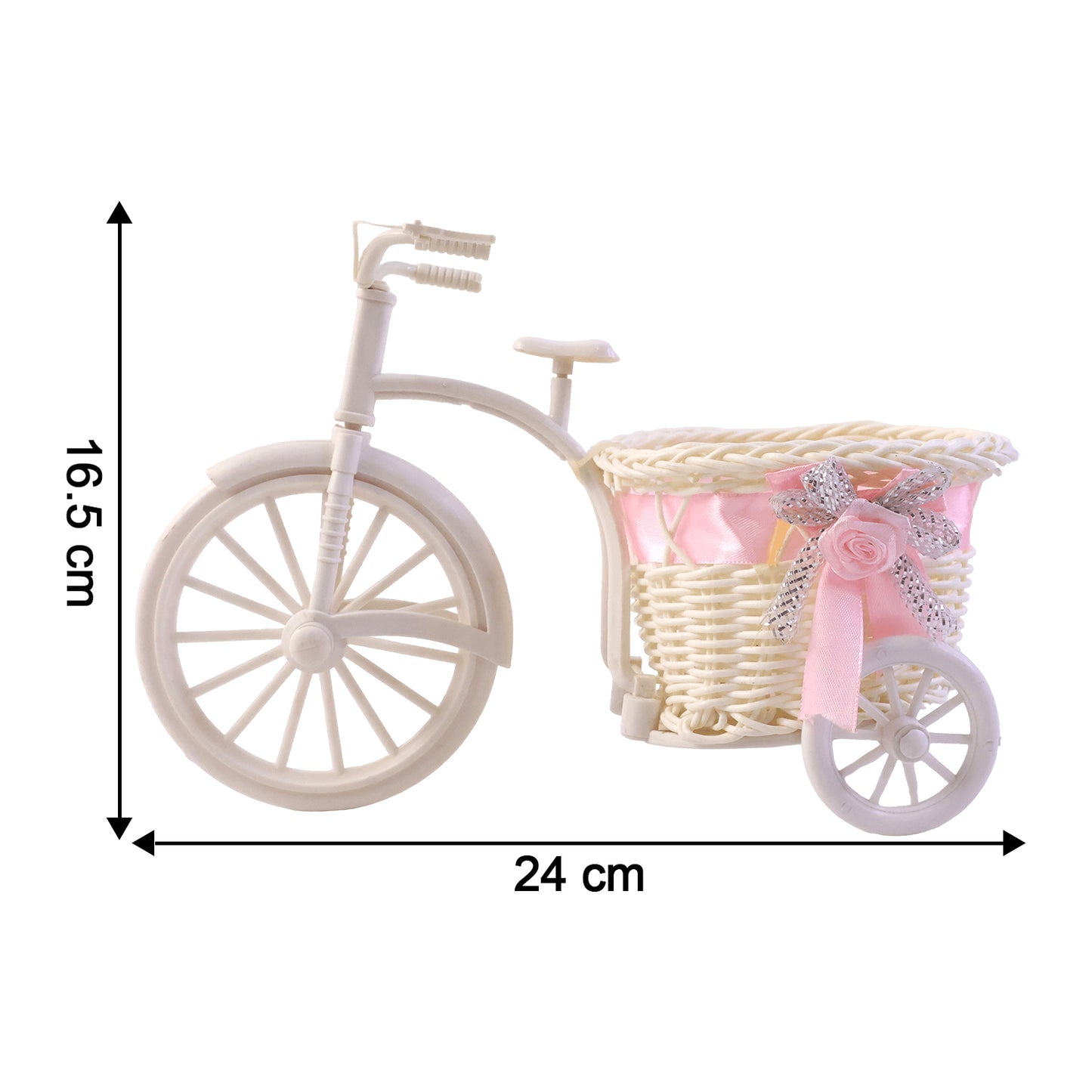 Decorative bicycle flower pot with basket by Wukusy, showcasing a charming outdoor planter with floral arrangements and rustic design.