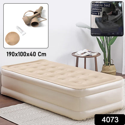 Portable inflatable folding lazy bed by Wukusy, 190x100x40 cm, shown folded with the valve and soft surface visible.