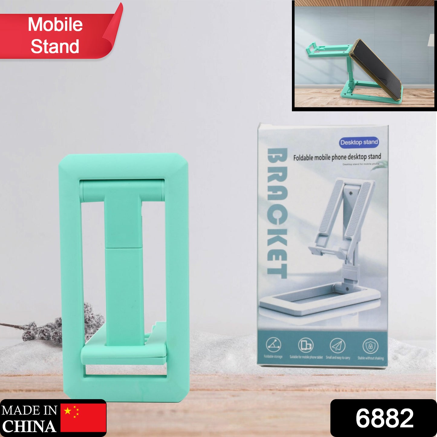 Wukusy adjustable mobile phone stand with foldable design, sturdy build, non-slip base, suitable for all smartphones on a desk.