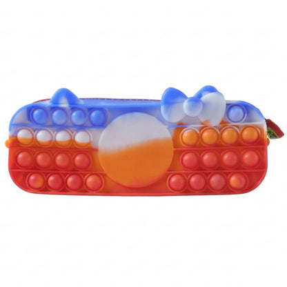 Wukusy Multifunction Pop It Pencil Pouch with colorful silicone bubbles and zip closure, designed for school or travel use.