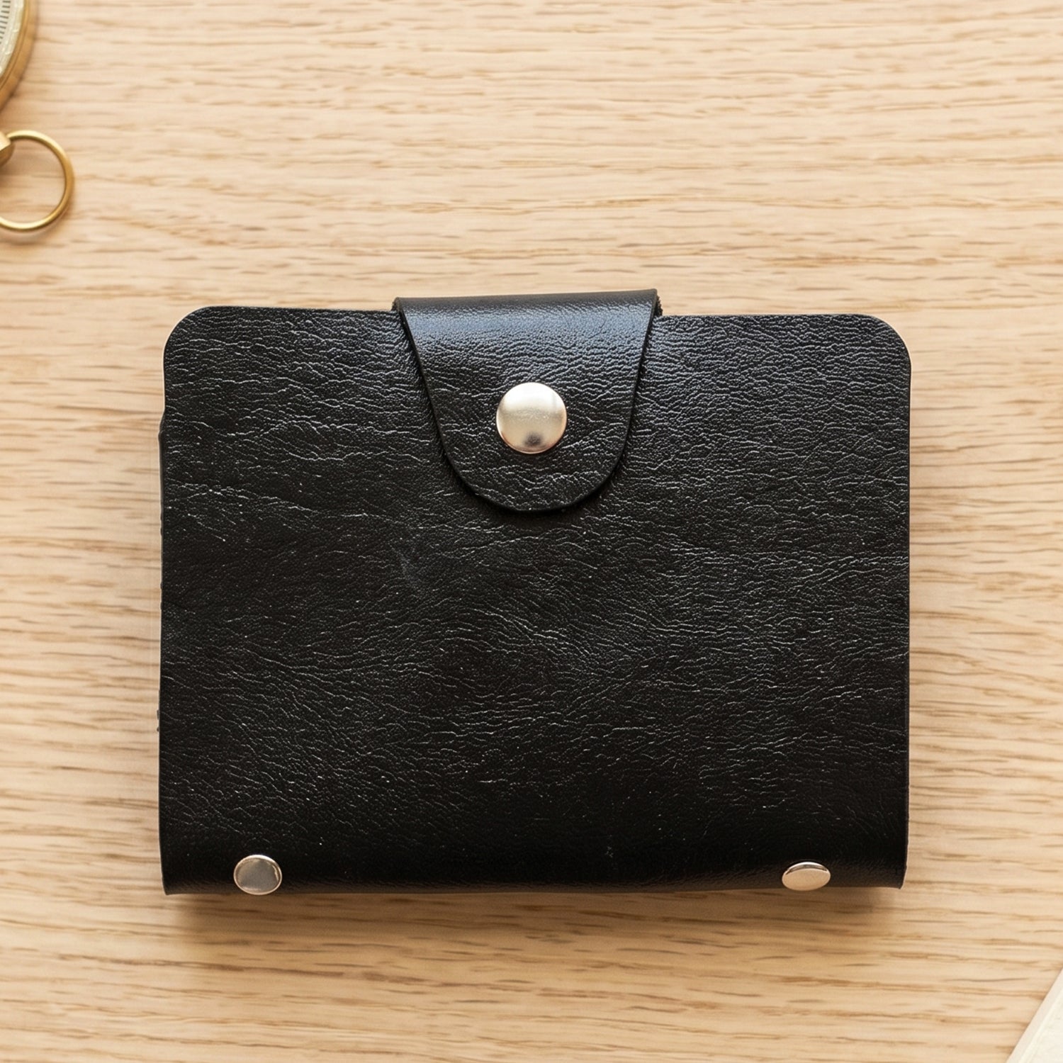 Slim Wukusy card holder wallet made of durable PU leather, designed for organizing cards in a compact, stylish manner.
