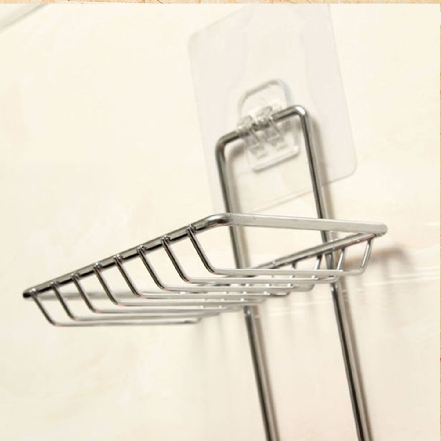 Wukusy kitchen bathroom soaps storage rack with two hooks, mounted on wall for organizing soaps and accessories.