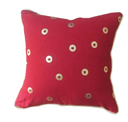 Crimson Charm cotton pillow cover from Ekom, soft bedding accessory with vibrant red color and subtle woven pattern.