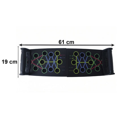 Wukusy multifunction foldable push-up board for home gym muscle training, showing the versatile workout surface and handles.