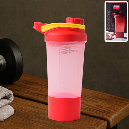 Wukusy Supermom Premium Booster Gym Shaker Bottle with mixing ball, 550ml, for home and fitness use.