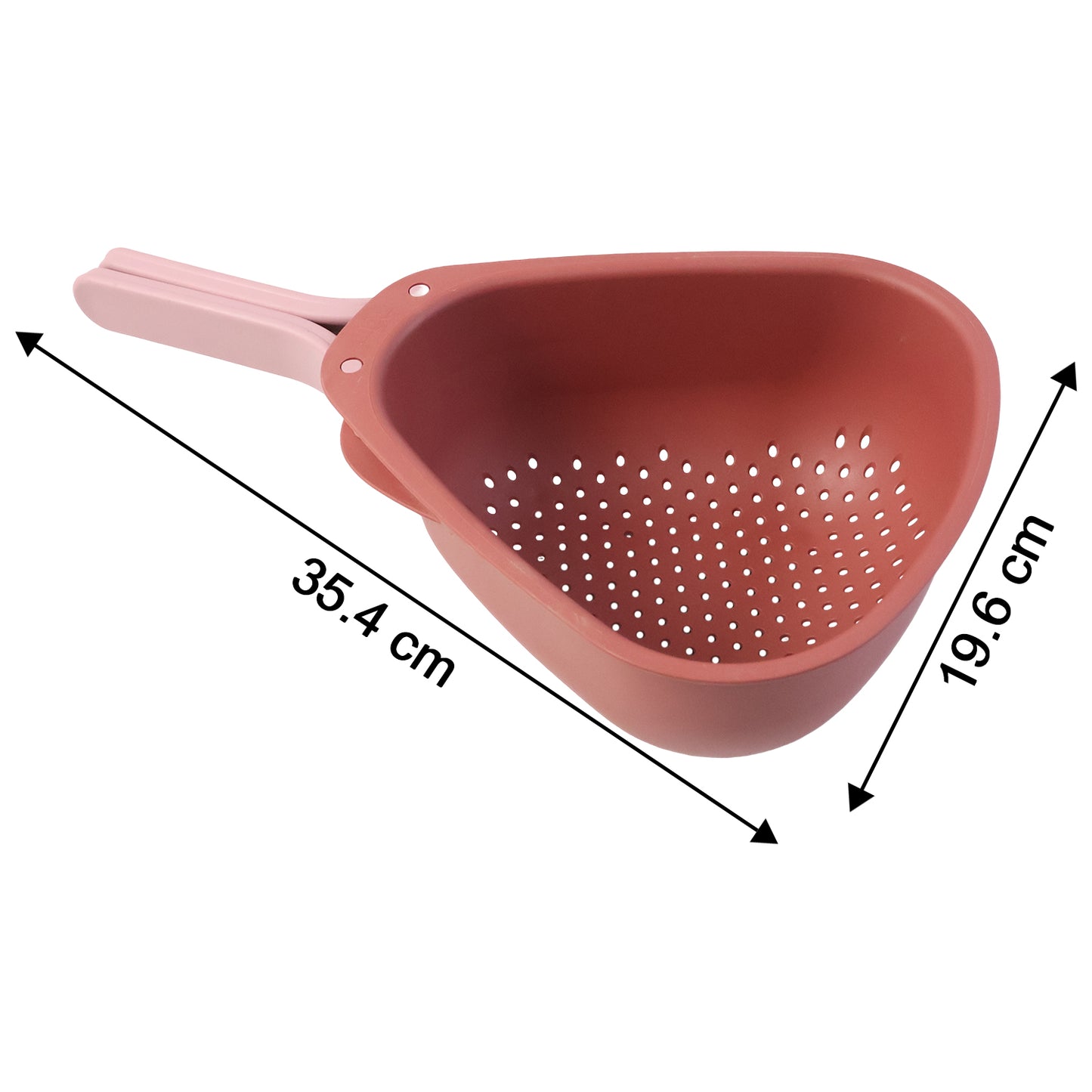 Wukusy Supermom kitchen colander with foldable handle and drain base for easy rinsing and straining of foods.