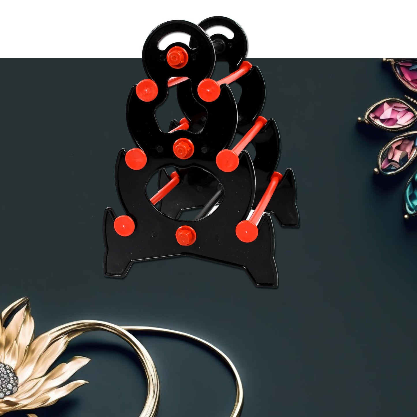 Wukusy 6261 Bangle Stand 3-step jewelry organizer with slots for displaying bangles and bracelets at home.