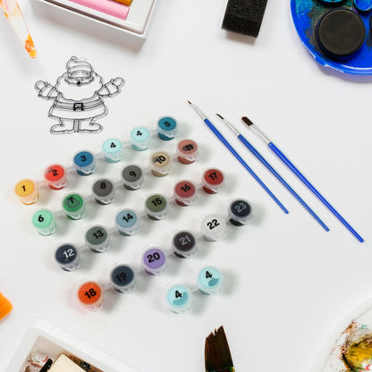 Wukusy Paint By Number Kits 2 set with 24 numbered colors and 6 paint brushes, ideal for office and creative projects.