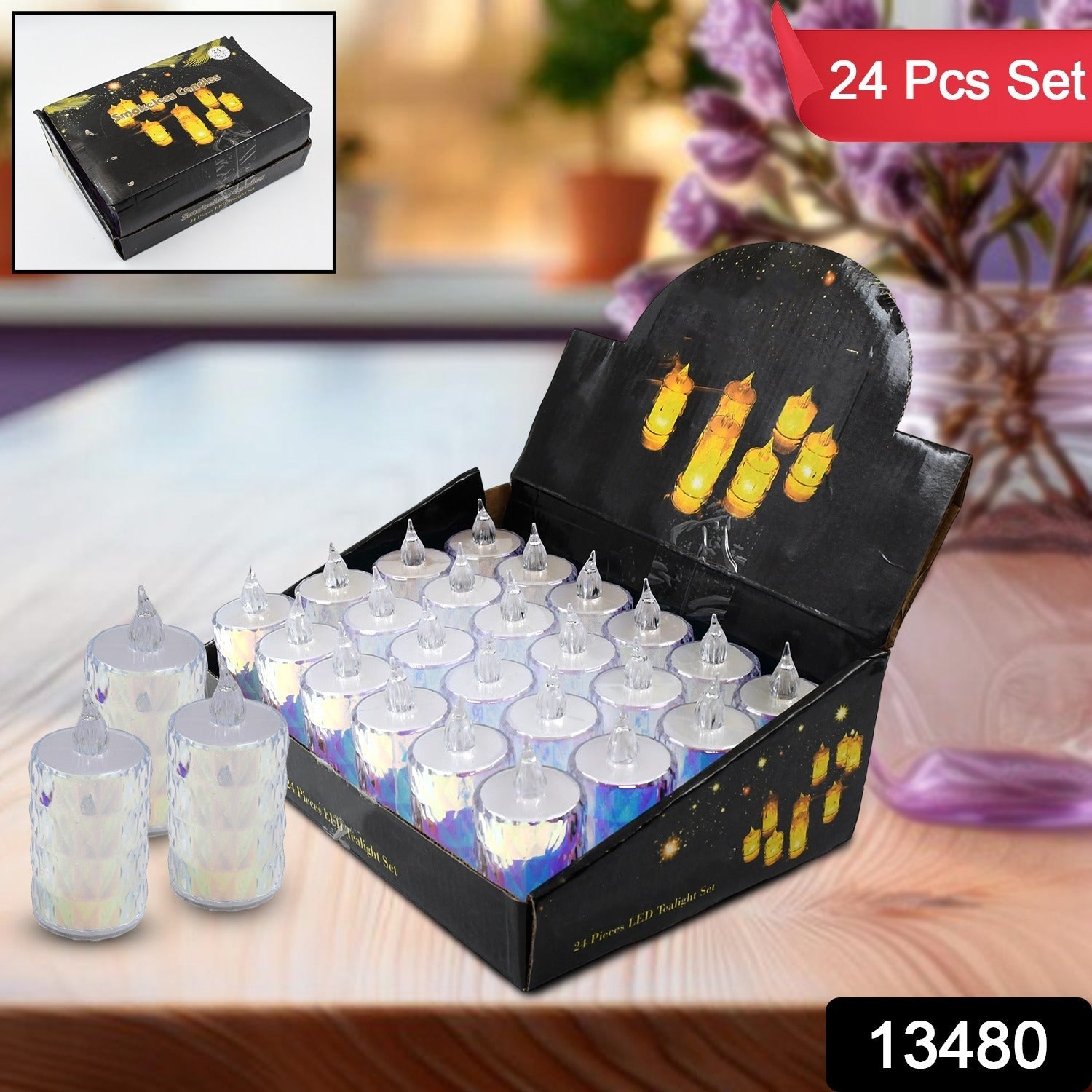 Set of 24 flameless, smokeless decorative LED tea light candles by Wukusy, ideal for home improvement and ambiance.