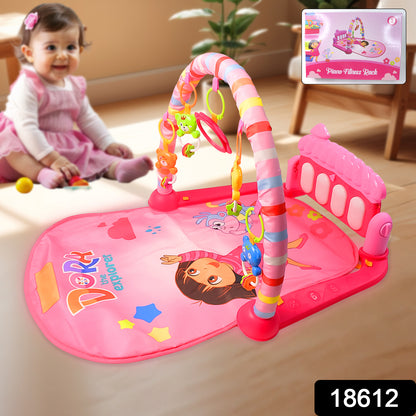 Wukusy 2-in-1 baby kick and play piano gym mat with colorful toys and fitness rack for infants and toddlers.