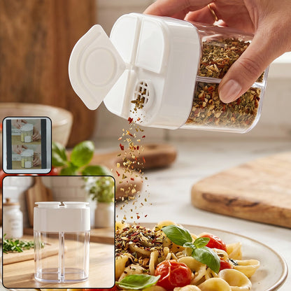 Wukusy 4-compartment kitchen storage container with clear plastic sections for organized food storage and easy access.