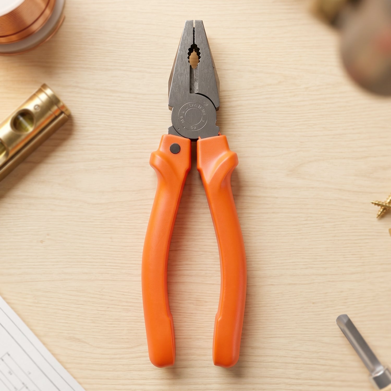 Wukusy heavy duty combination pliers with wire cutting and gripping jaws, suitable for electrical and handyman tasks