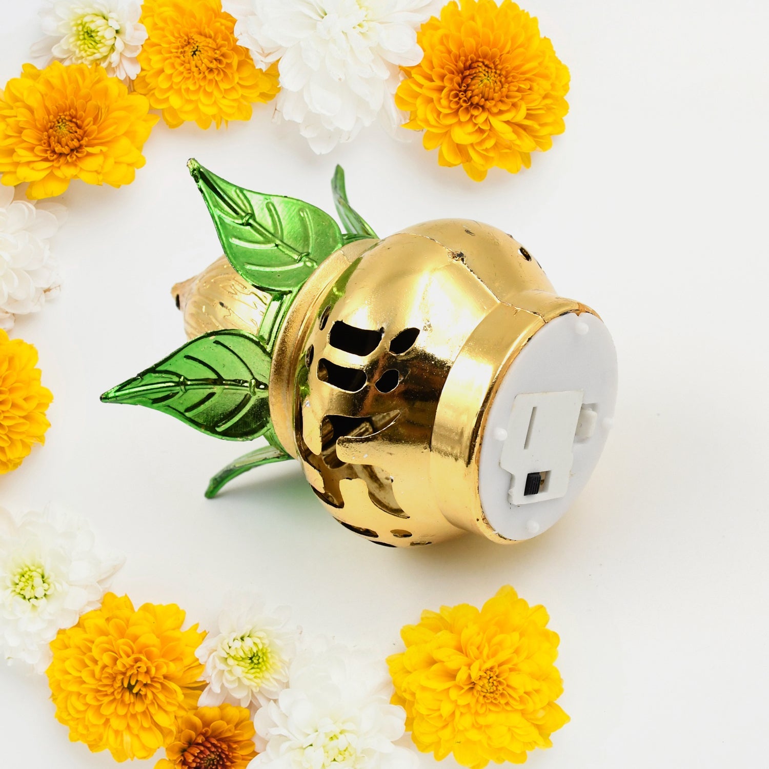 Gold plated eco-friendly LED Kalash for Pooja Mandir with multicolor LED lighting, ideal for home improvement and spiritual decor.