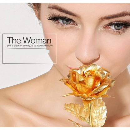 Luxury gold-plated artificial golden rose by Wukusy in a premium box, showcasing intricate gold detailing and elegant presentation.
