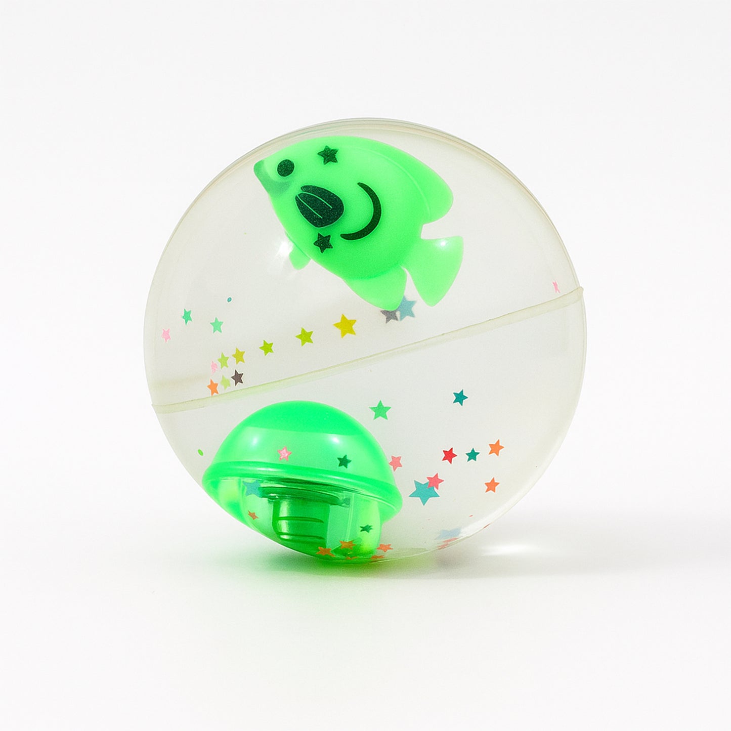 Impact-activated LED flashing fish ball sensory toy by Wukusy, with bright lights and bouncy fun for children.