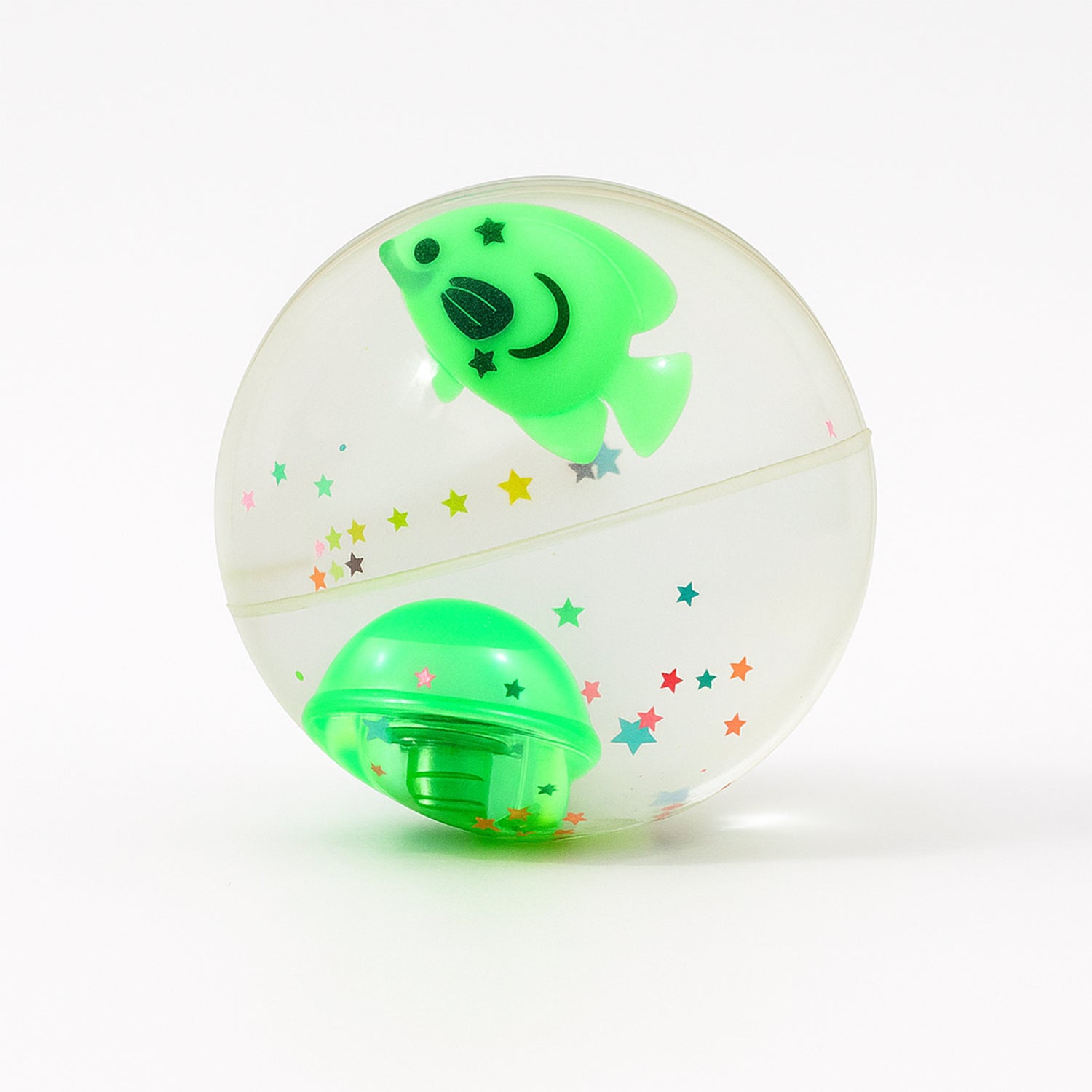 Impact-activated LED flashing fish ball sensory toy by Wukusy, with bright lights and bouncy fun for children.