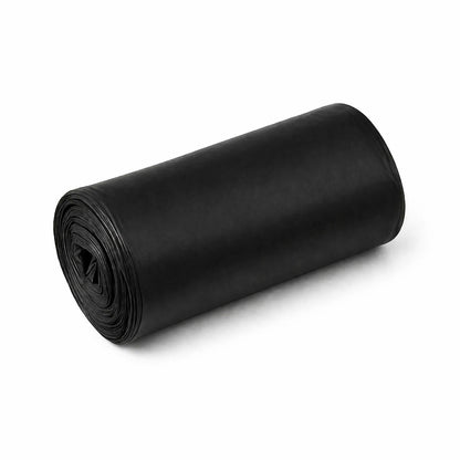 Wukusy heavy duty garbage bags roll with 50 large 50x60 cm black trash bags stacked in a box.