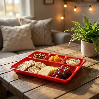 Wukusy 32x25 cm multipurpose serving tray with multiple compartments, ideal for food presentation and organization.