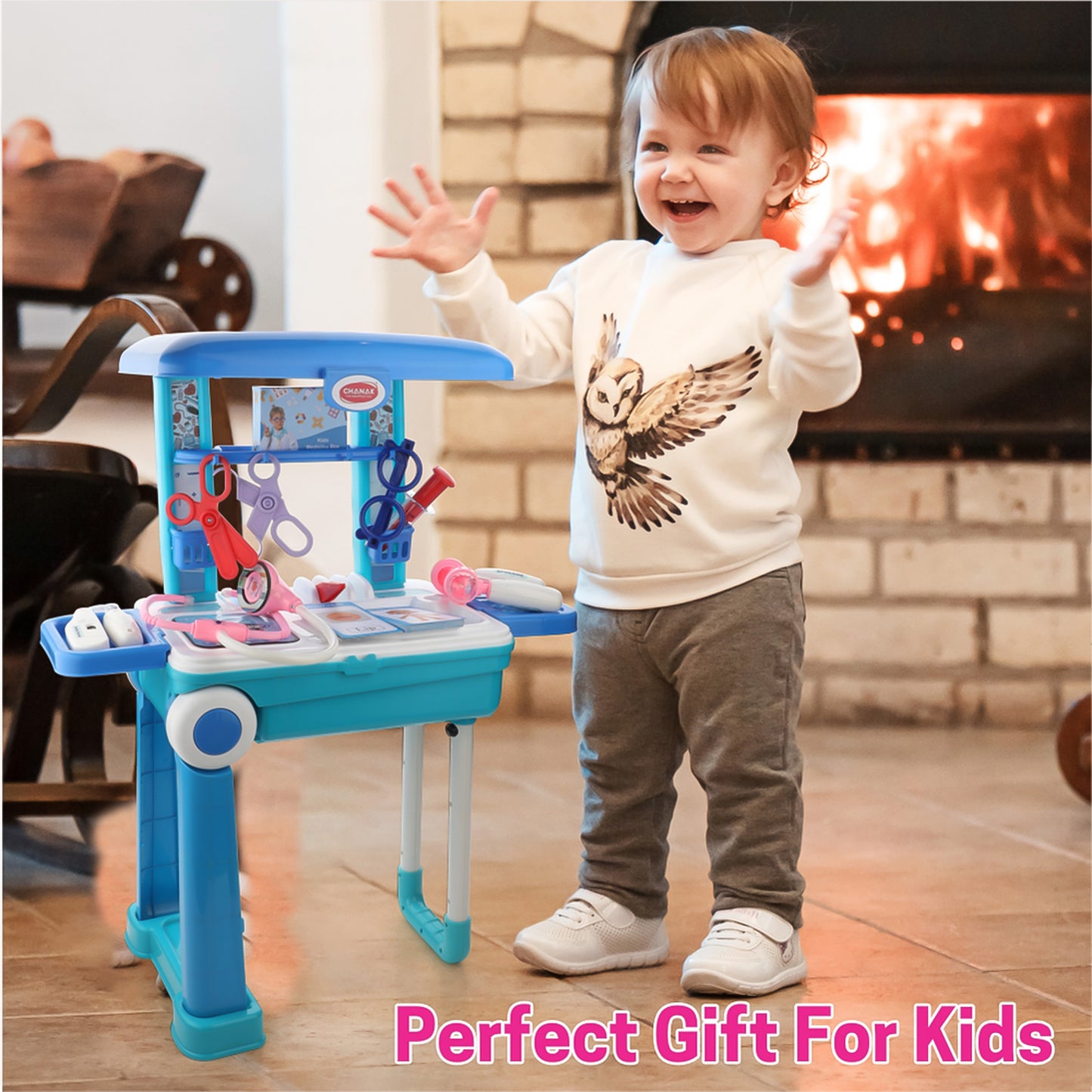 Wukusy premium little doctor toy set featuring a colorful trolley, medical tools, and accessories for kids' pretend play.